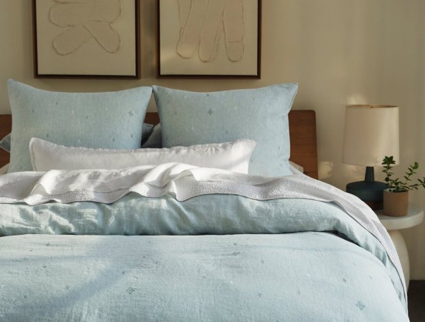 Cambria Embroidered Linen Duvet Cover view 3